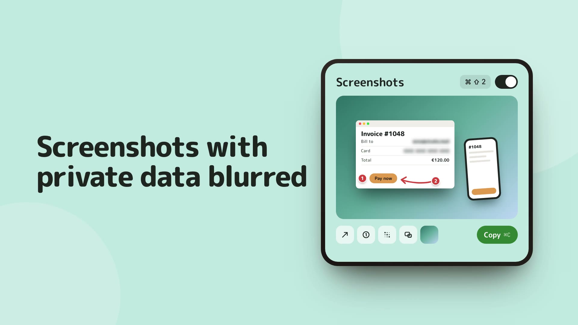 Screenshot workflow in Tegaro